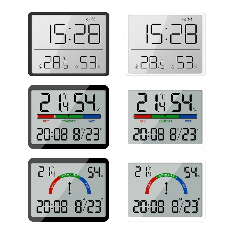 Digital Wall Clock Large Display, Date & Temperature Humidity Sensing Perfect for Home and Office Use Battery Operated