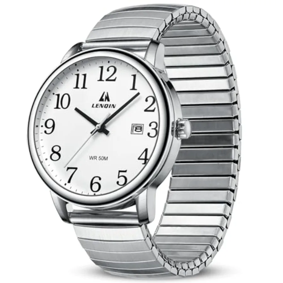 

Mens Watches Stainless Steel Analog Quartz Watch for Men Easy Reader 38 mm Fashion Business Waterproof Men's Wrist Watches with