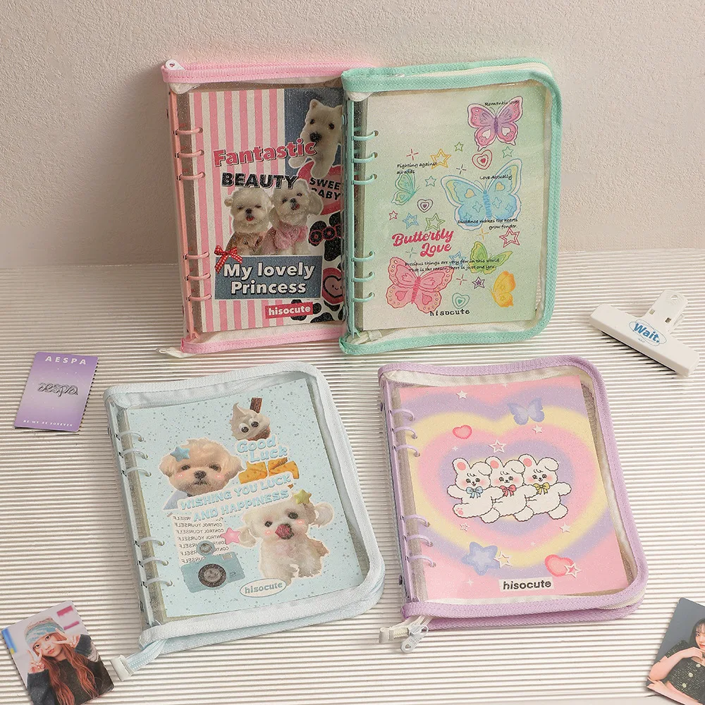 A5 Sparkling Binder Kpop Idol Card Photo Album Collect Book Bling Bling Cute Ins Zipper Bag Photocards Holder School Stationery