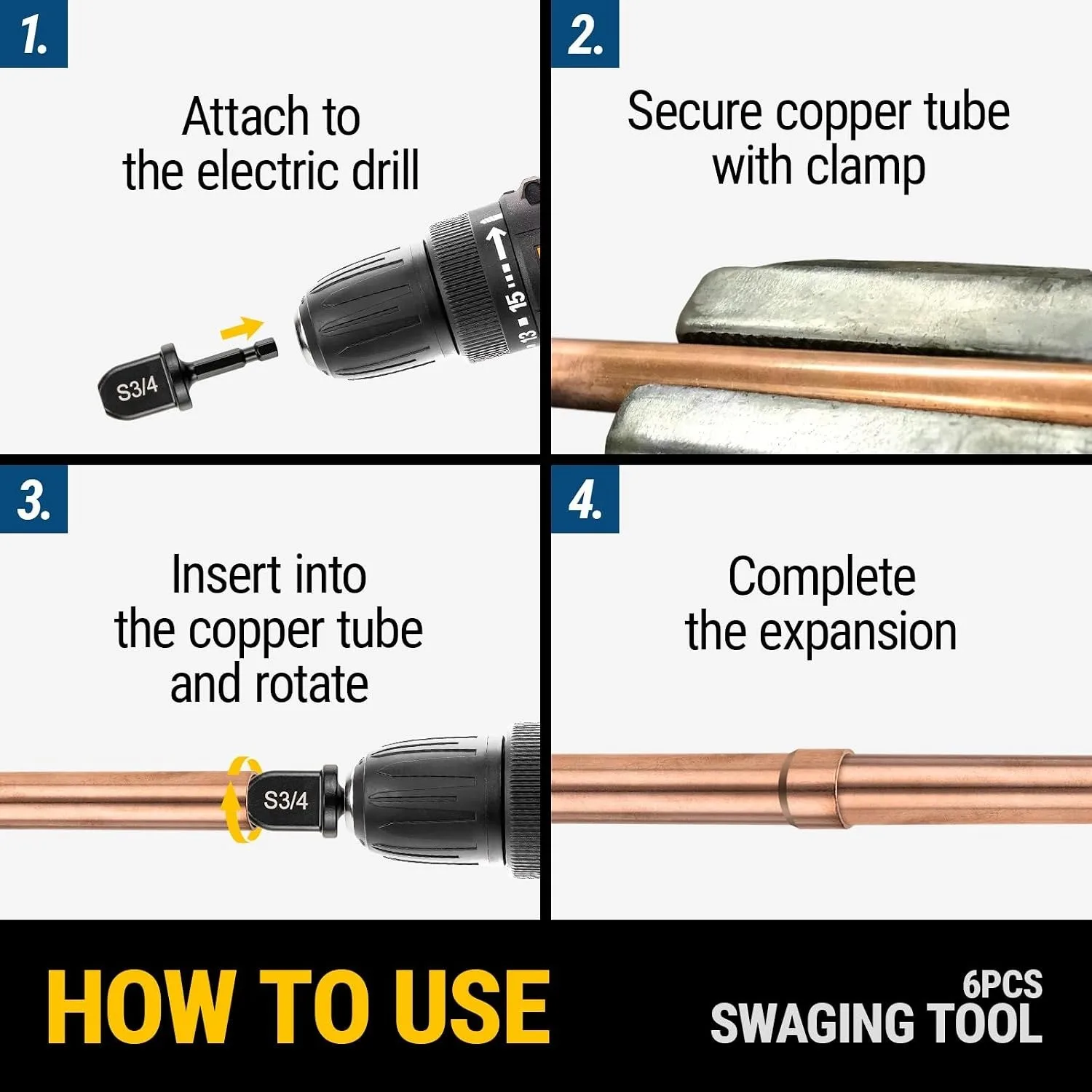 11/13/32 PCS Manual Copper Tube Expander Set Air Conditioner Repair Drill Expansion Tool with Deburring Tools For HVAC AC Repair