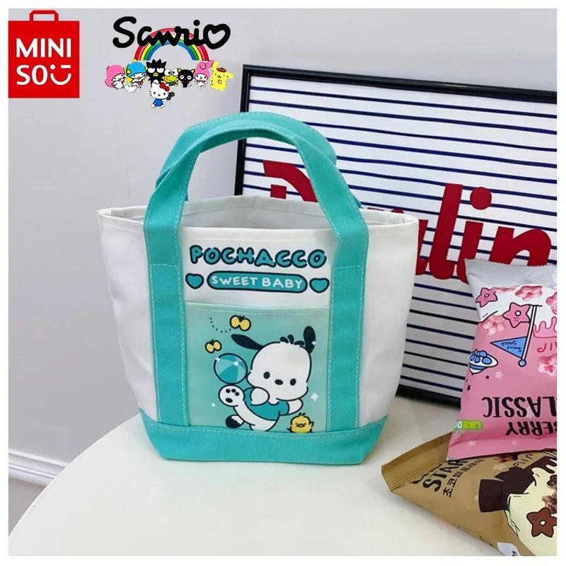 MINISO 2024 New Women's Handbag Fashionable and High Quality Girl's Storage Bag Small and Fresh Versatile Canvas Zero Wallet