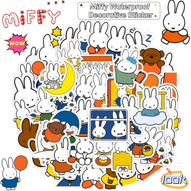 

New Miffy Cartoon Cute Anime Peripheral Waterproof Sticker Creative Personality Kawaii Hand Account Water Cup Decorative Sticker