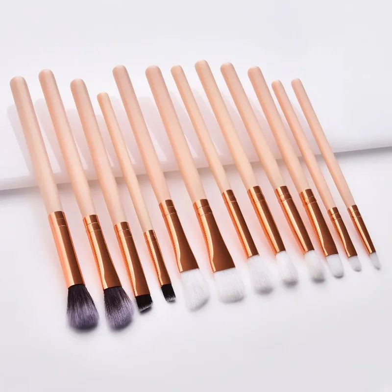 12Pcs/Lot Eye Makeup Brushes Blending Powder Blush Professional Makeup Brush Set Cosmetic Kit Makeup Tools