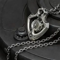 Unisex Necklace Retro Punk Style Mechanical Rotating Gear Pendant Retro Thick Chain Gift for Vintage Lovers Neck Jewelry