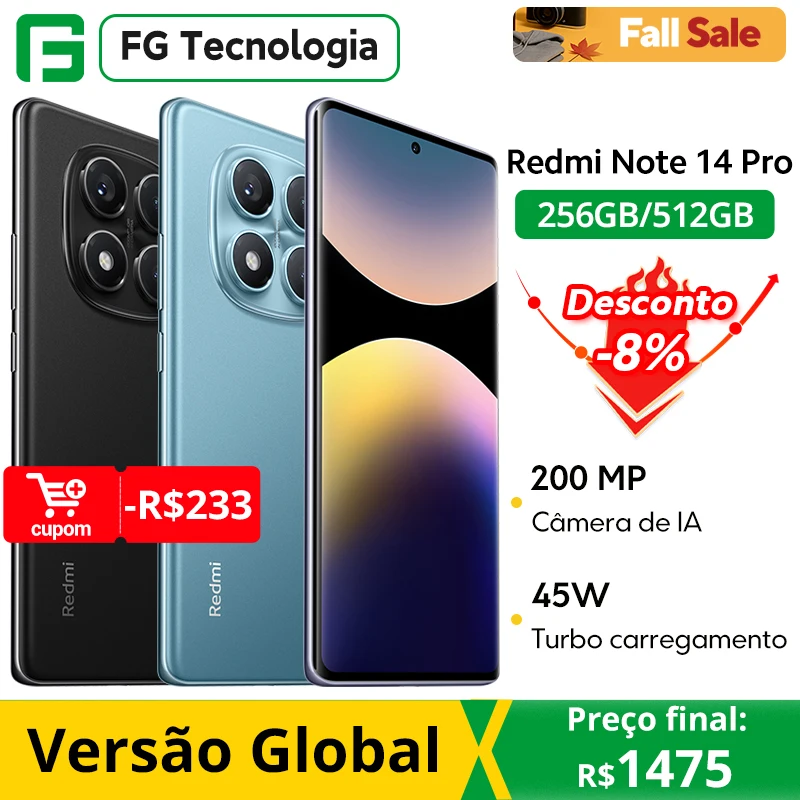Versão global xiaomi redmi note 14 pro smartphone 200mp ai câmera helio G100-Ultra 6.67 "120hz display amoled 5500mah bateria Versão global xiaomi redmi note 14 pro smartphone 200mp ai câmera helio G100-Ultra 6.67