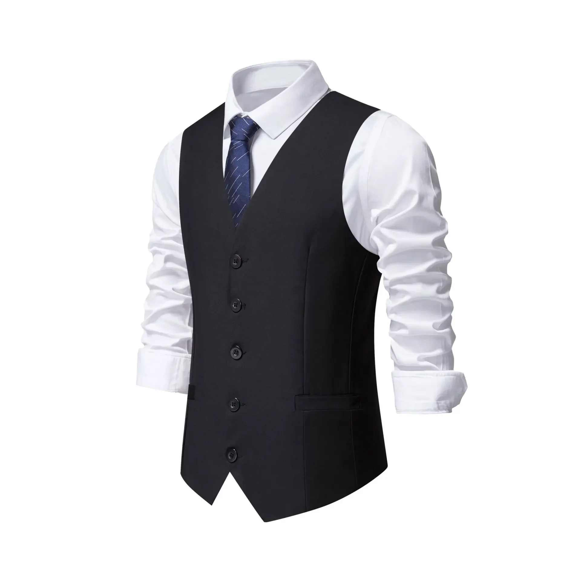 

Y42Black striped men's vest spring and autumn suit vest British business vest professional groomsman formal wear