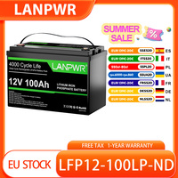 LANPWR 12V 100Ah LiFePO4 Battery Pack,1280Wh Energy,with 4000+ Deep Cycles & Built-In 100A BMS,Capacity Expansion,Trolling Motor