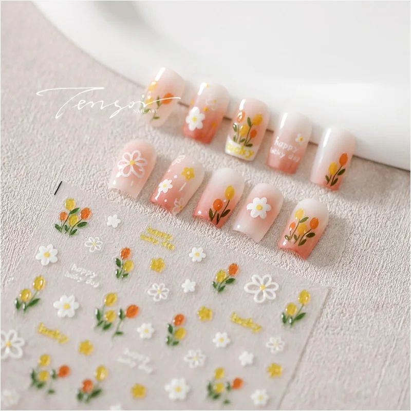 

1 шт. 5D желе роскошный Тюльпан Цветок Наклейка для дизайна ногтей Kawaii Милый Летний цветок Самоклеящиеся 3d-наклейки DIY