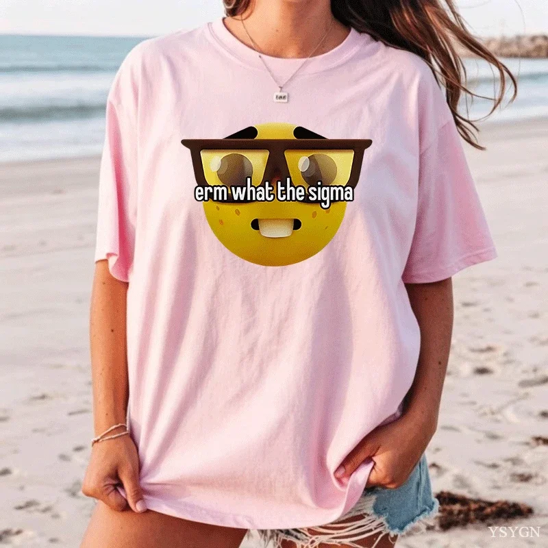 Erm What The Sigma Ironic T Shirt Weirdcore Nerd Tshirt Cotton Short Sleeve Graphic Tee Women Casual Round Neck Streetwear Tees