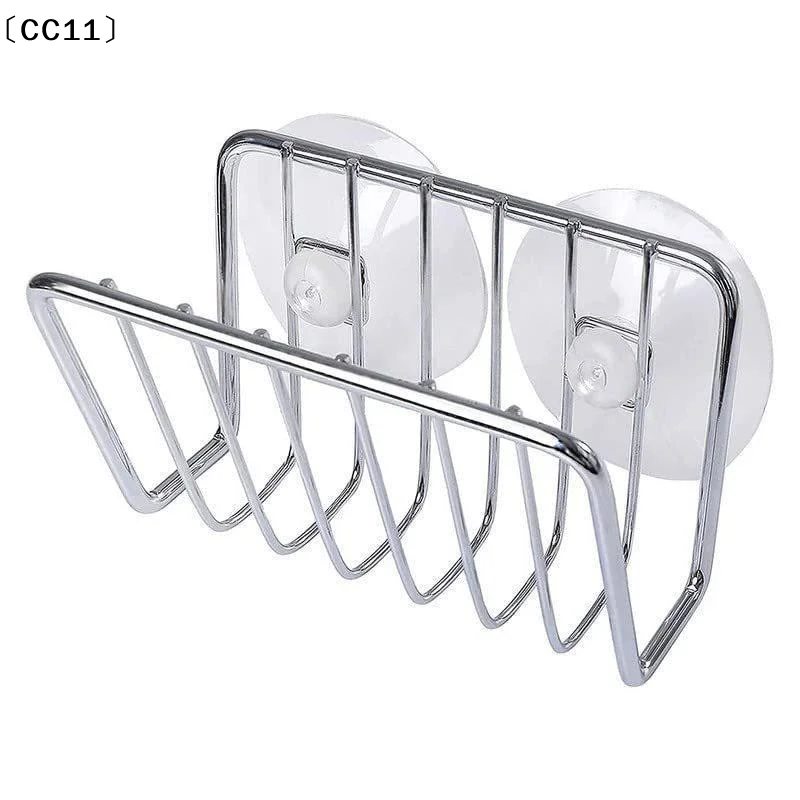 Stainless Steel Suction Cup Sponge Holder Drain Storage Caddy For Kitchen Sink Organization〔CC11〕