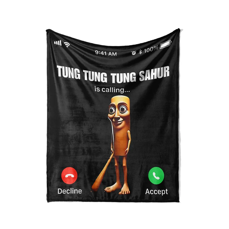 Gaslight Gatekeep Girlboss Tung Tung Tung Sahur is Calling Throw Blanket for Women Men Girls Boys Kids Pets Dogs Cats Couch Sofa