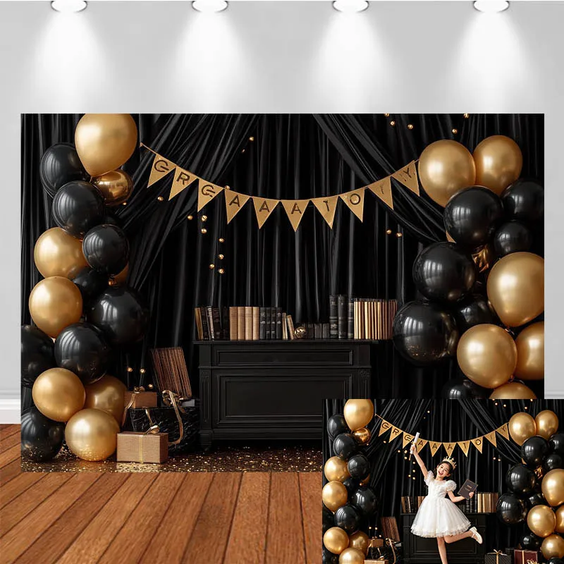 

LS Photography Backdrop Black Curtain Balloon Cabinet Book Decor Birthday Cake Smash Kids Adult Portrait Photo Background Studio