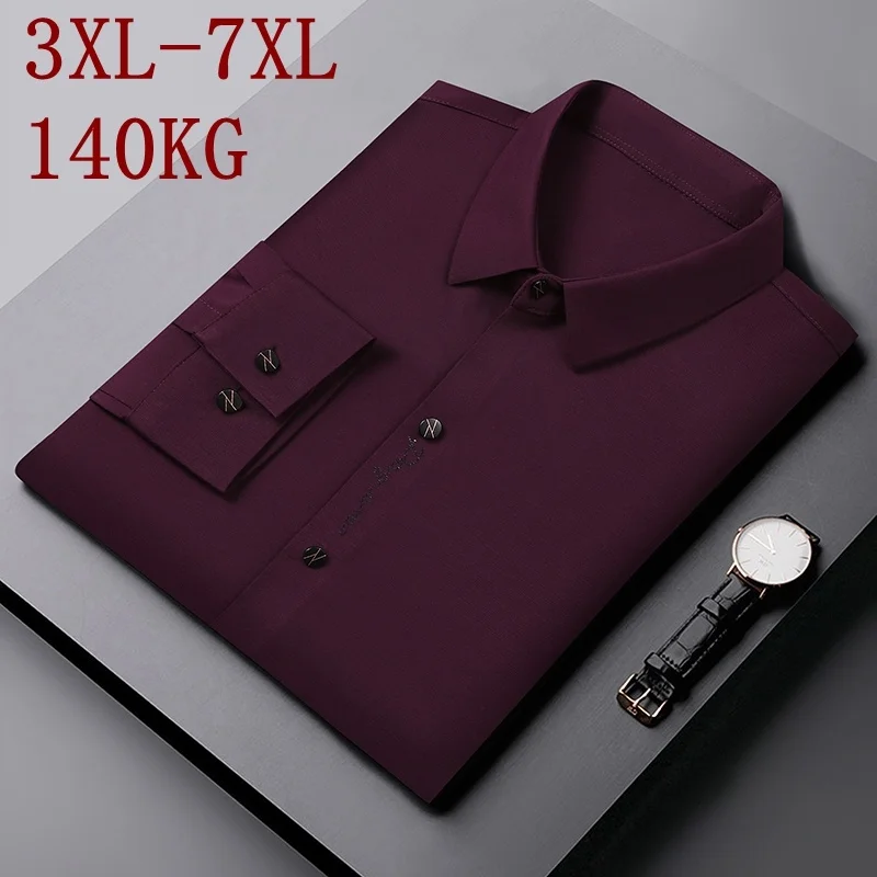 

6XL New 7XL Arrival Top Quality Shirts For Men Business Loose Mens Shirt Long Sleeve Comfortable Men's Clothing chemise homme