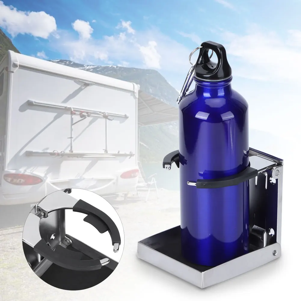 Roestvrijstalen opvouwbare drinkbekerfleshouder voor marineboot, vrachtwagen, RV, verstelbare maritieme bekerhouder, opvouwbare drinkbekerhouder