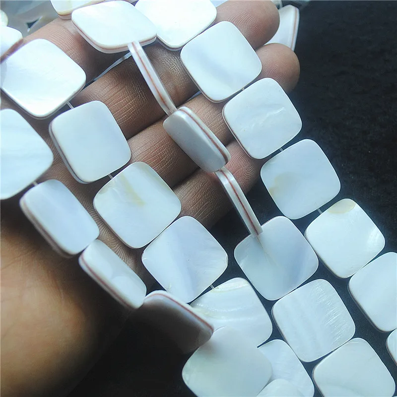 20PCS 20X20MM SQUARE SEAWATER SHELL STRINGS MOTHER OF PEARL WHITE COLORS GOOD QUALITY FOR YOUR  FASHION JEWELRY DESIGNS