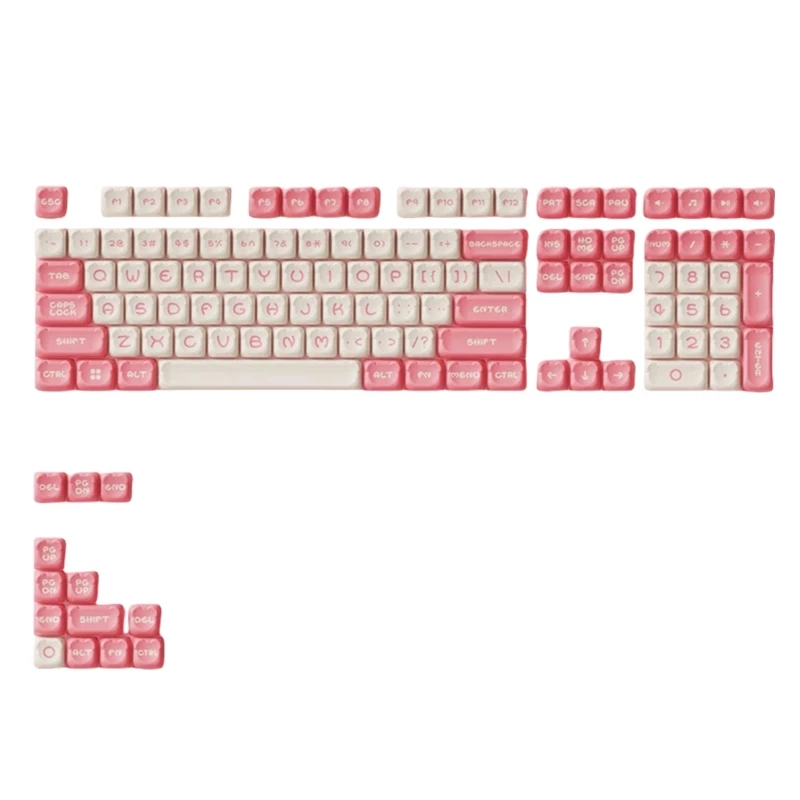 Blossom Bear Inspired 122 Key PBT Keycap Set, OEM Height Keycap for Comfort, Two Injections for Most Keyboards