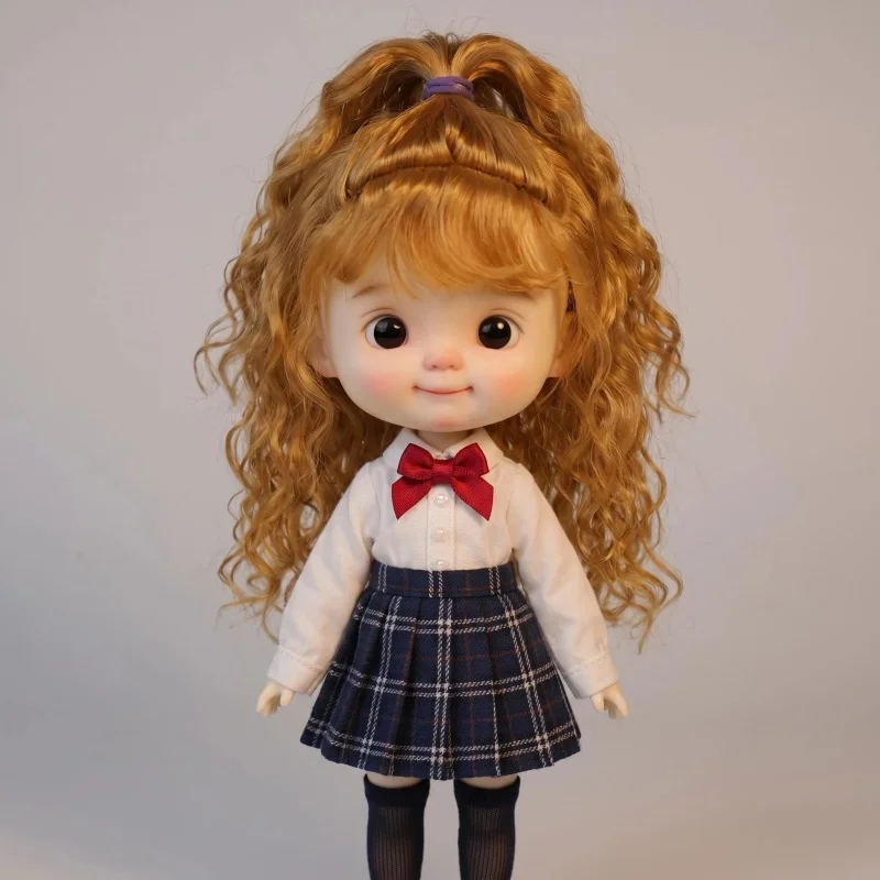 JD745L New Material Long Mohair BJD Wig High Ponytail Hair For Size 8-9inch 9-10inch 10-11inch Qbaby Blythe Doll Accessories