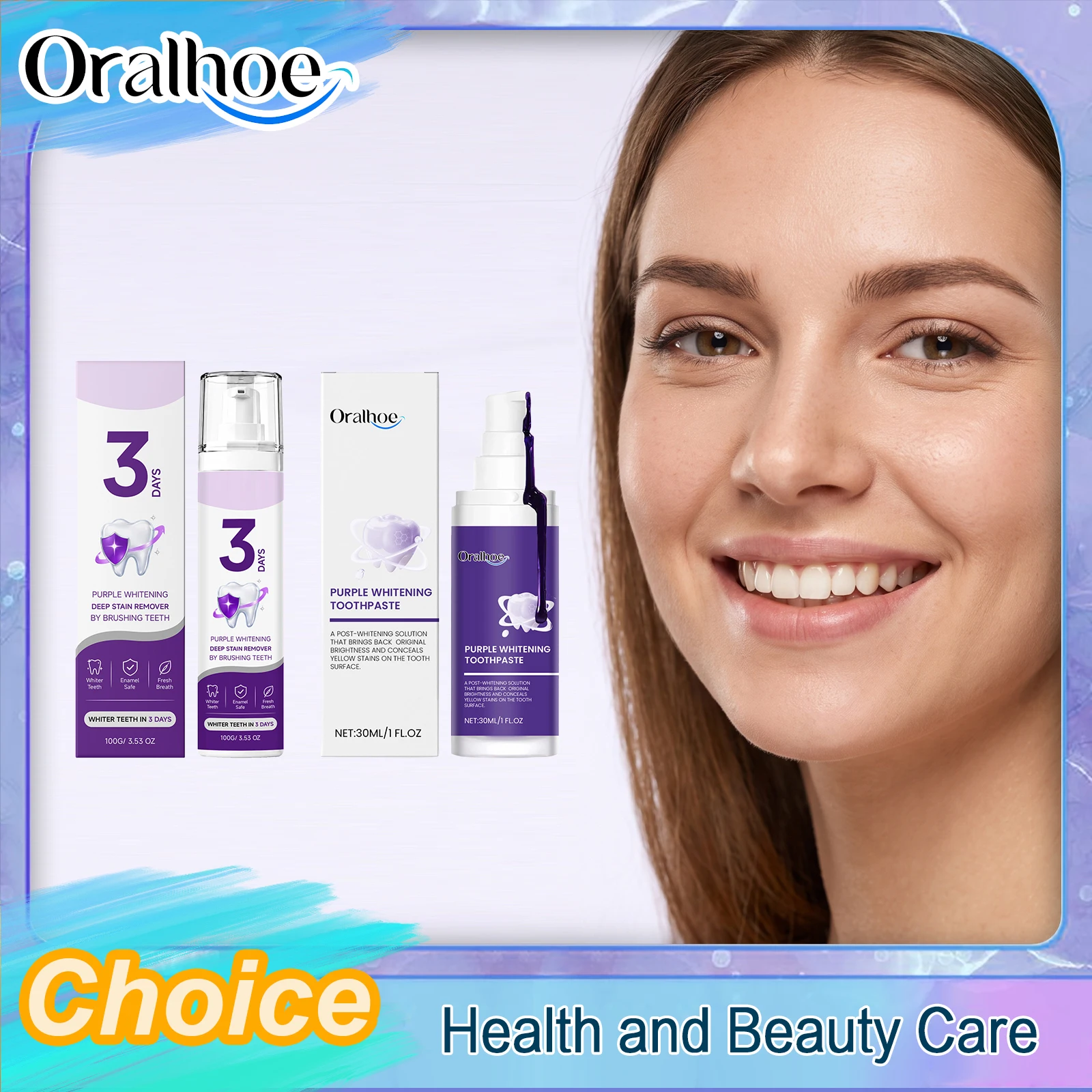 Dentifrice efficace pour blanchir les dents, nettoyer en profondeur, éliminer la plaque dentaire et les taches, le tartre, hygiène bucco-dentaire, blanchir les dents pour un sourire confiant