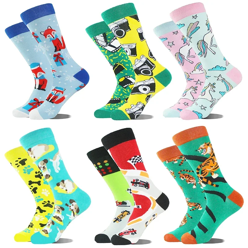 

Men Women Socks Creative AB Asymmetrical Aotton Socks Fashion Personality Trend Cartoon Couple Funny Socks Daily Big Size Sox