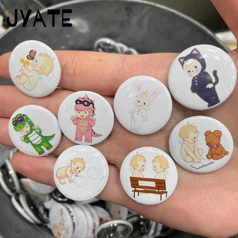 Sweet Cute Cartoon Graphic Brooch 10 Women Classic Dome Cabochon Lapel Pins Brooches Badges Round Medal Brooch Decoration Y2K