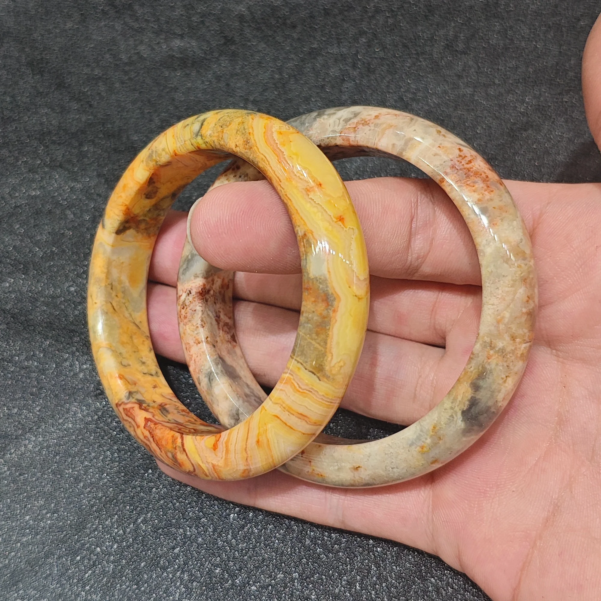 Natural Crazy Lace Agate Solid Bangle Mexican Swirl Patterned Stone Bracelet Boho Statement Gemstone Jewelry Supply 1 Piece