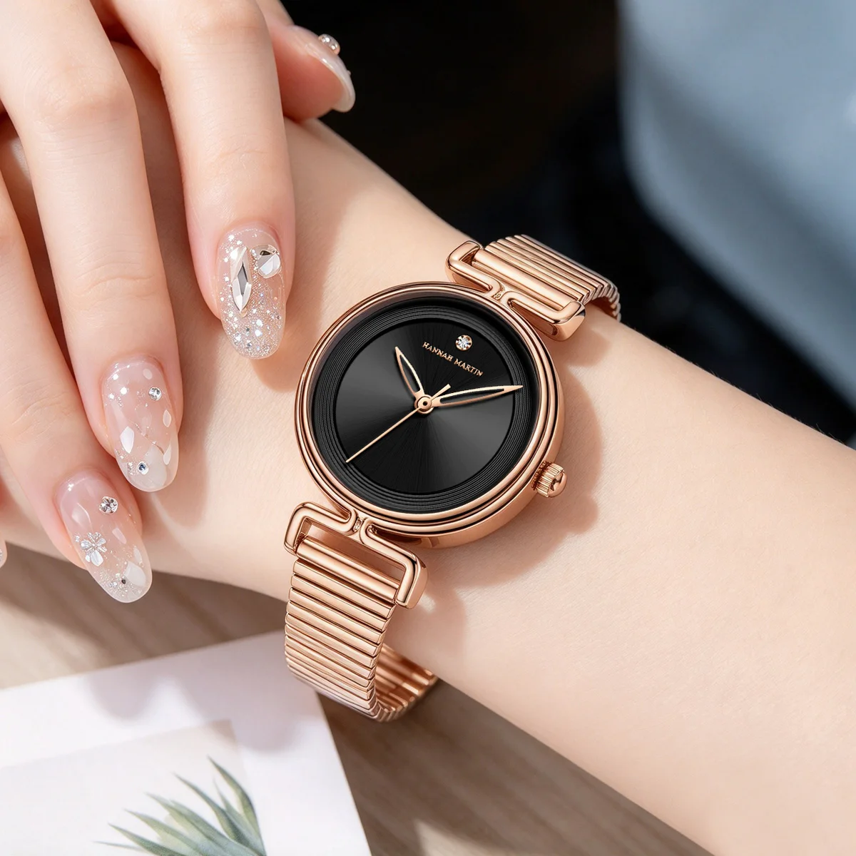 HANNAH MARTIN Watch Fashion Leisure Mini Dial Stainless Steel Mesh Strap Japan Movement Nordic Simple Waterproof Watch for Women
