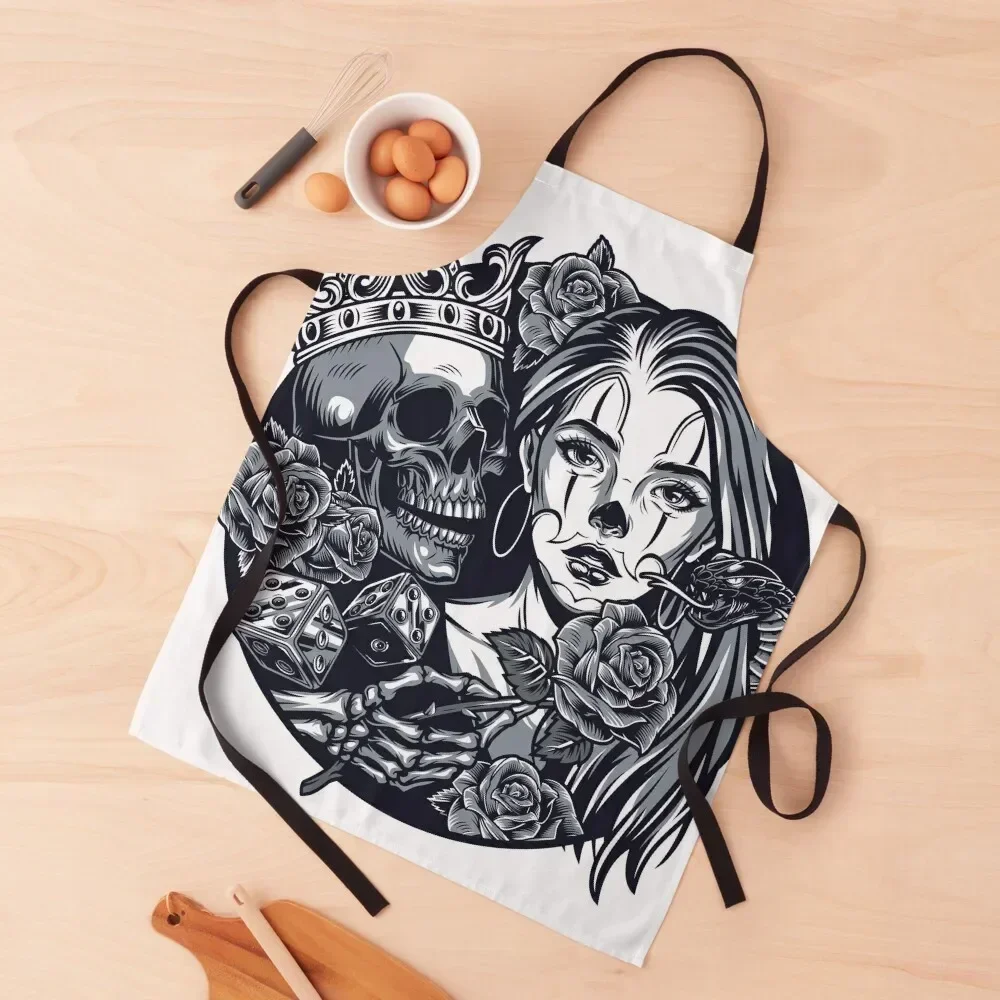 

Vintage chicano tattoo round Apron Kitchen Items For Home Barber Costume Waiter cook wear Apron