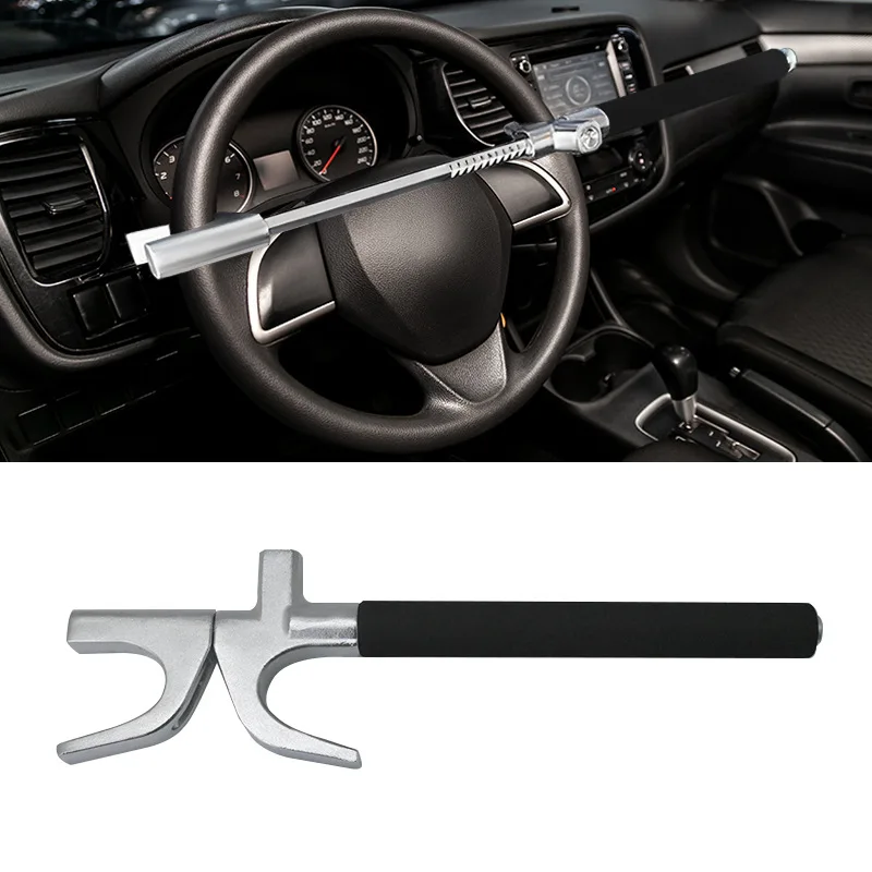 Car steering wheel lock U-type adjustable retractable anti-theft lock broken window safety hammer