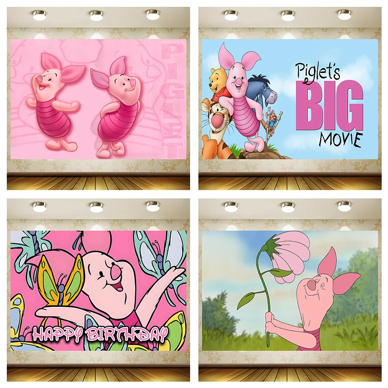

Piglet's Big Movie Backdrop Children Birthday Supplies Girl Princess Party Cartoon Decoration Background Photography