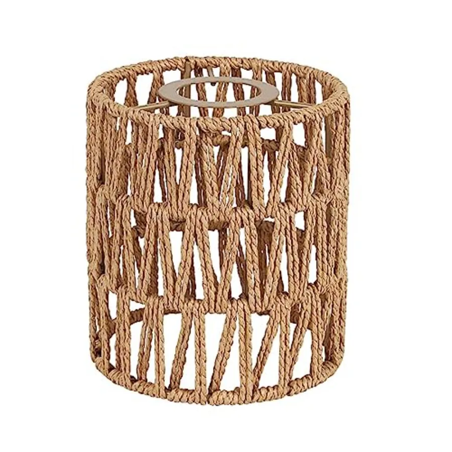 Small Rattan Lamp Shade Boho Shades Replacement H5.9''xΦ4.7'' Shades Ceiling Fan Light Covers Cylinder Woven Lampshade for Floo