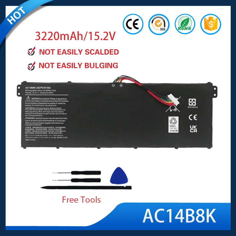 Replacement Battery AC14B8K 15.2V 3220mAh High Capacity Li ion for Acer B3K SF314 52 P238 V3 371 N17C1 Laptop Long Life Safe