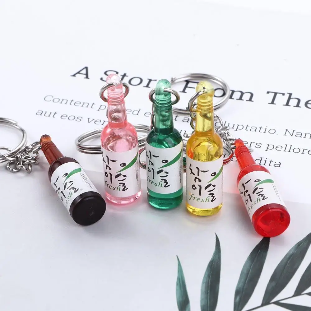 Travel Gift Bag Pendant Craft Soju Cans Keychain Simulation Trinket Simulation Soju Cans Keyring Car Key Accessories