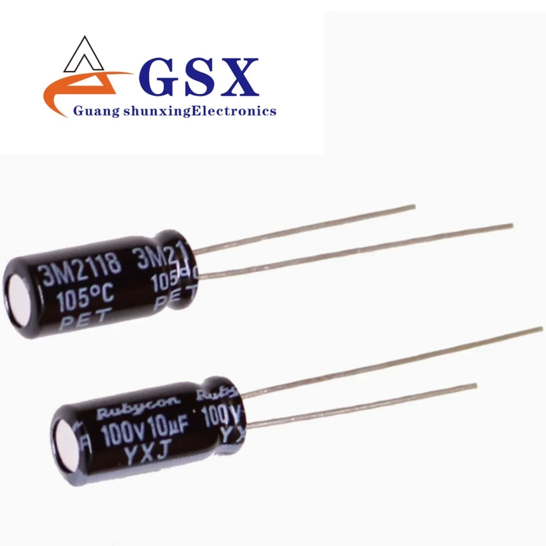 

10UF 100V imported aluminum electrolytic capacitor 100v10uf 5 * 11 ruby YXJ high-frequency long-life
