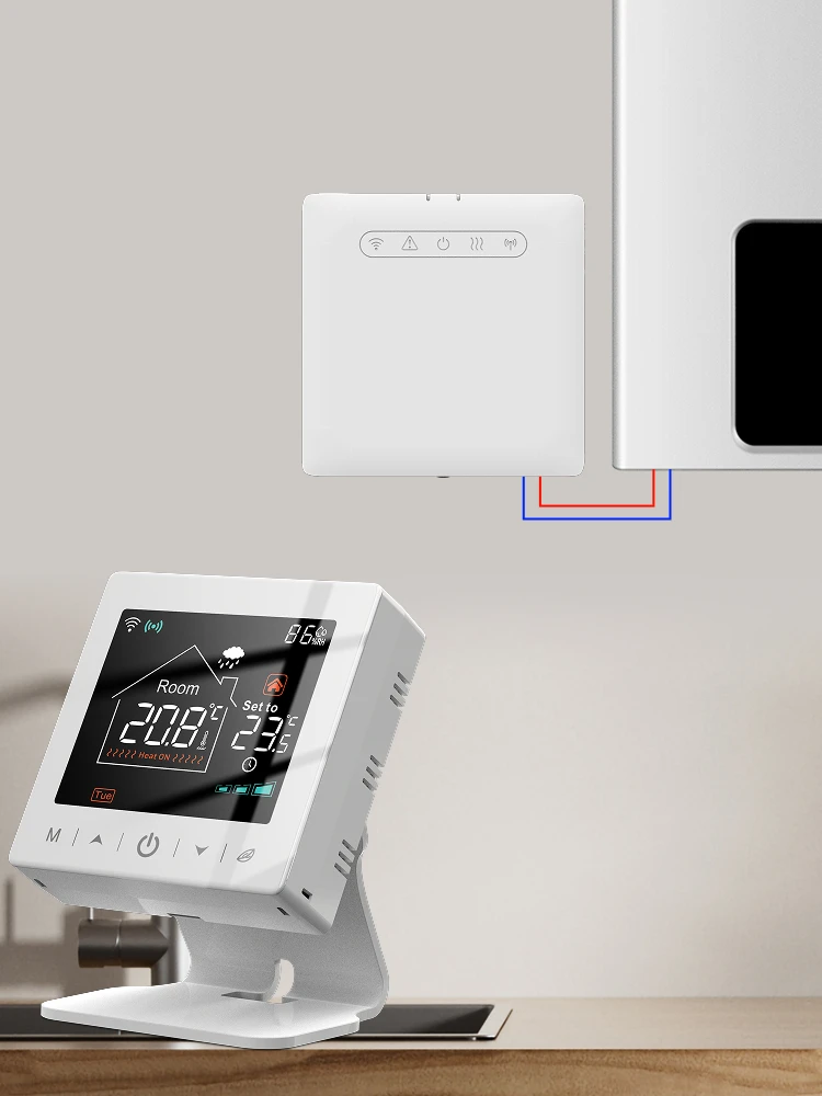 Tuya Smart WiFi-Thermostat für Heizung, Wasser/Gas-Boiler, Kabelloser Temperaturregler, USB/Batteriebetrieben, Kompatibel mit Alexa und Google Home