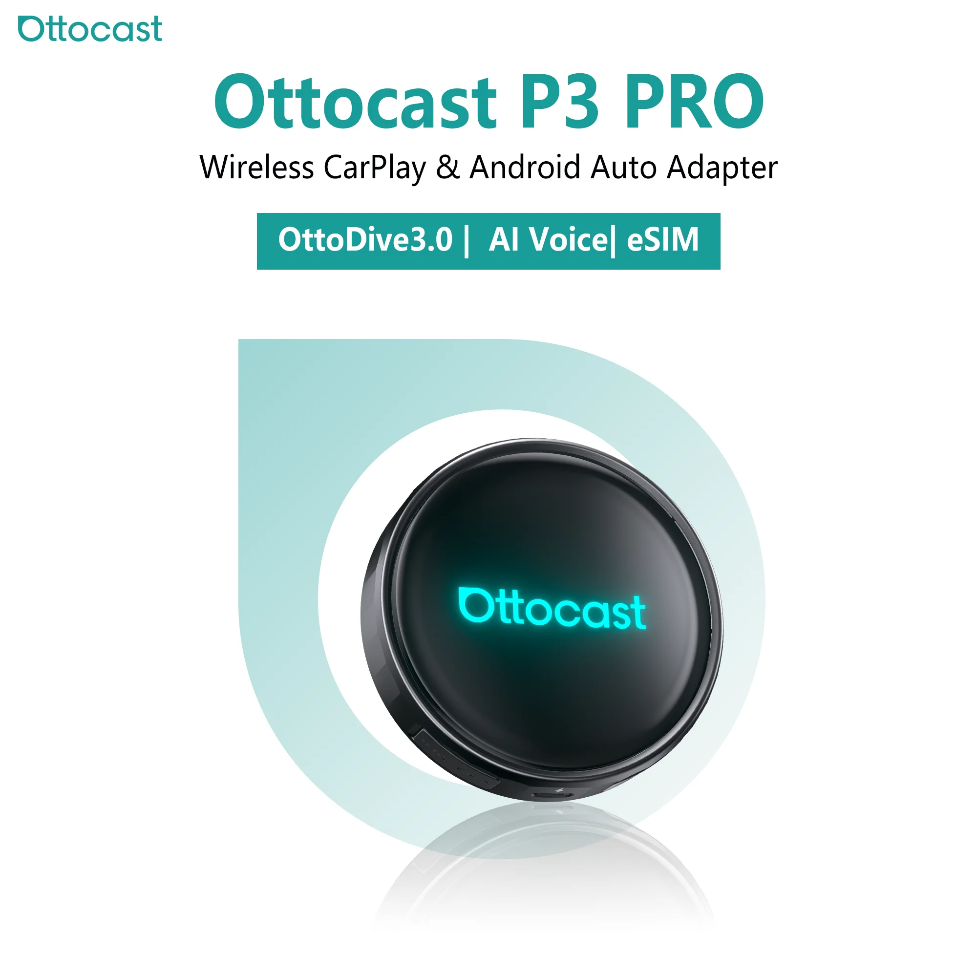 OTTOCAST P3 PRO AI Box Wireless CarPlay Android Auto AI Voice Smart SM6225 Android Box Car Accessories for VW Toyota Benz