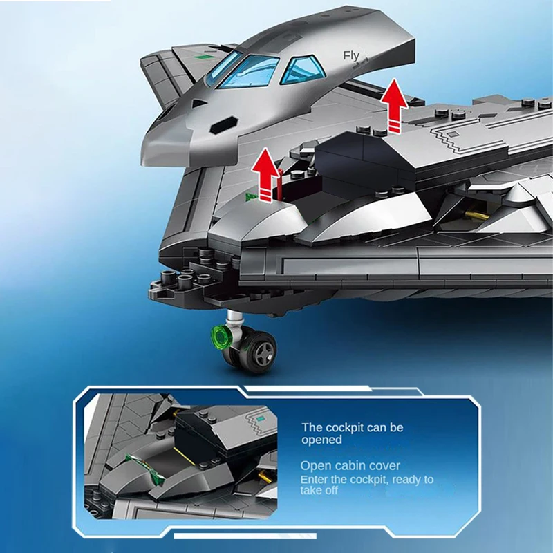 Militar eua H-20 stealth estratégico bombardeiro lutador modelo blocos de construção sargento técnico aeronaves combate moc tijolos brinquedos presente