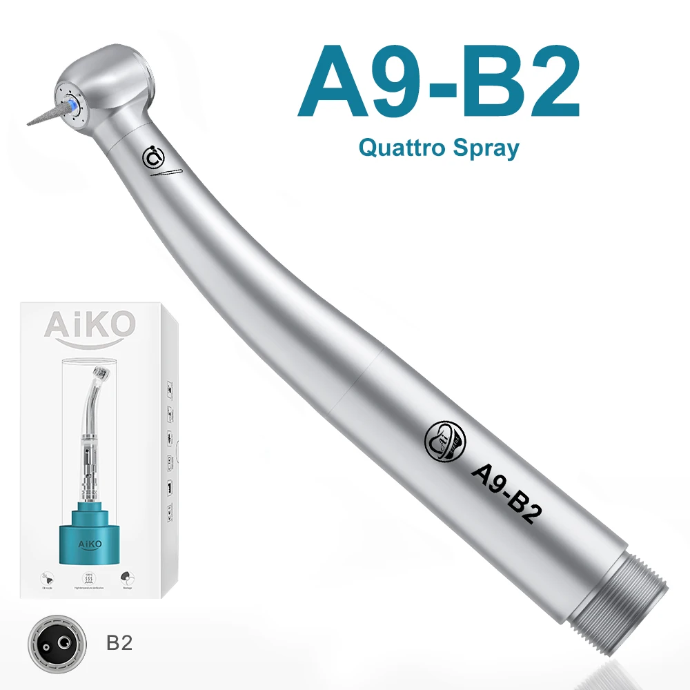 AiKO Serie Zahnärztliches Hochgeschwindigkeits-Handstück ohne LED/mit LED/Mini/Drehmomentkopf K/N-Kupplung/Luftturbinen-Rotor-Kartusche für Zahnarzt-Reparaturen