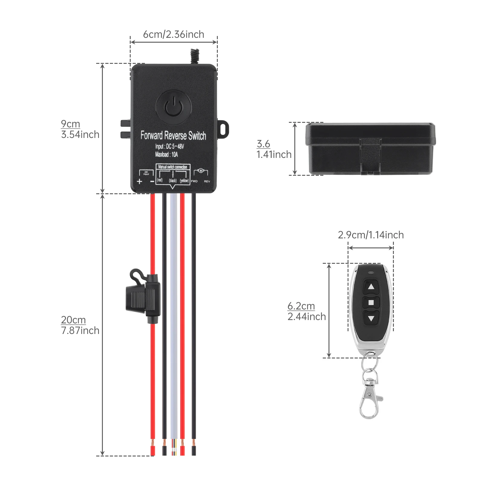 10A 5V-48V DC Motor Wireless Forward Reverse Remote Control Switch Linear Actuator Controller Winch Solenoid Relay Contactor