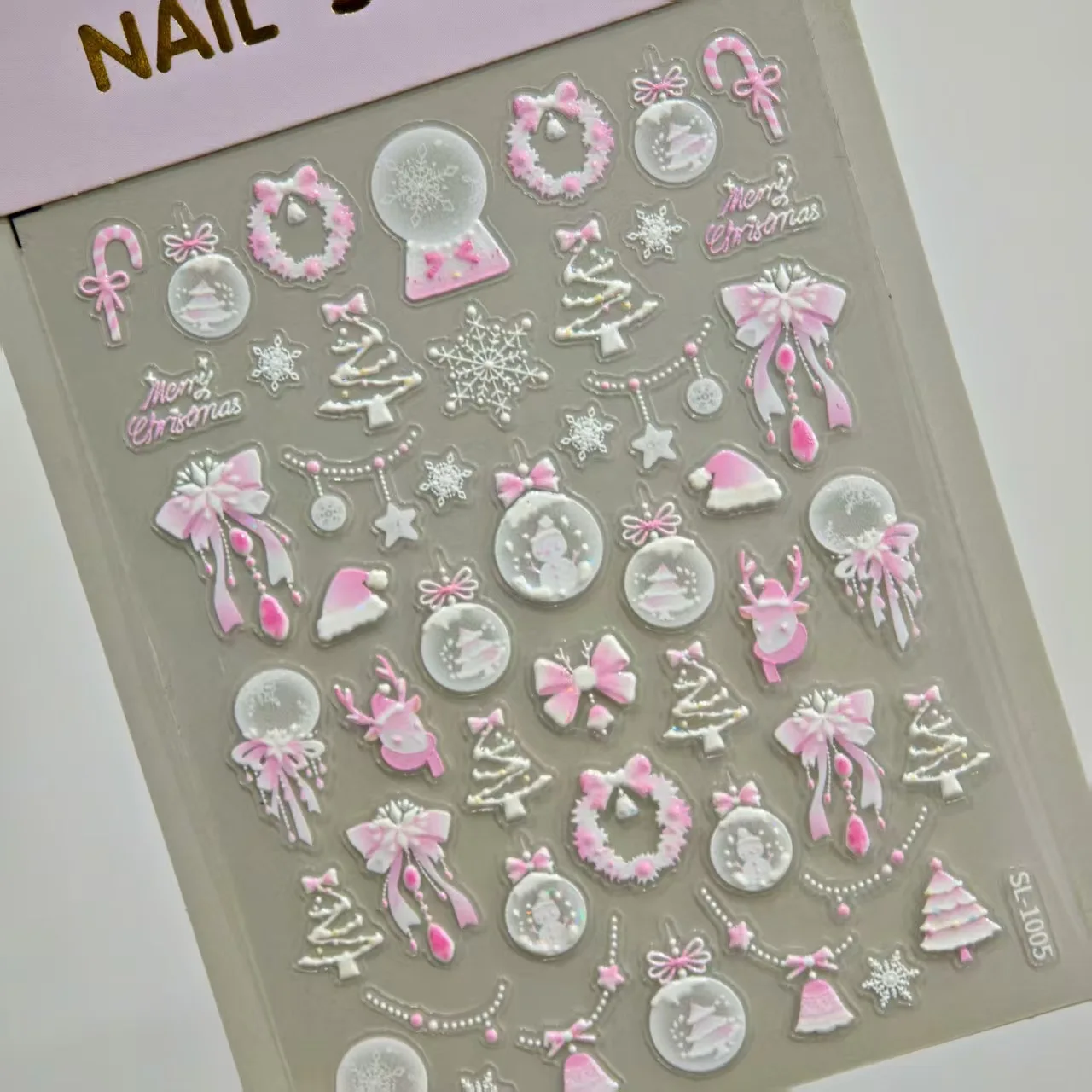 

5D фейерверк Рождественский шар наклейки для ногтей 3D рельефная оболочка светящиеся праздничные наклейки для дизайна ногтей SL стиль