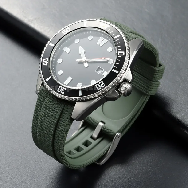 FKM-Gummi-Uhrenarmband mit gebogenem Ende, 20/21/22 mm, strukturierte Oberfläche, hochwertiges Fluorkautschuk-Armband für Seiko und Rolex, Schnellverschluss. – Detail 16