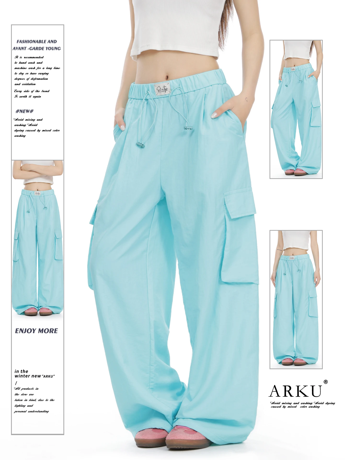 

Slimming Lightweight Loose Fit Outdoor Casual Cargo Pants for Women Straight Leg Durable Comfortable Nylon Workwear Trousers