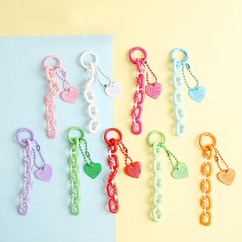 Colorful Acrylic Link Chain Keychain Creative Handmade Keyring For Women Men DIY Car Key Chains Pendant Handbag Accessories