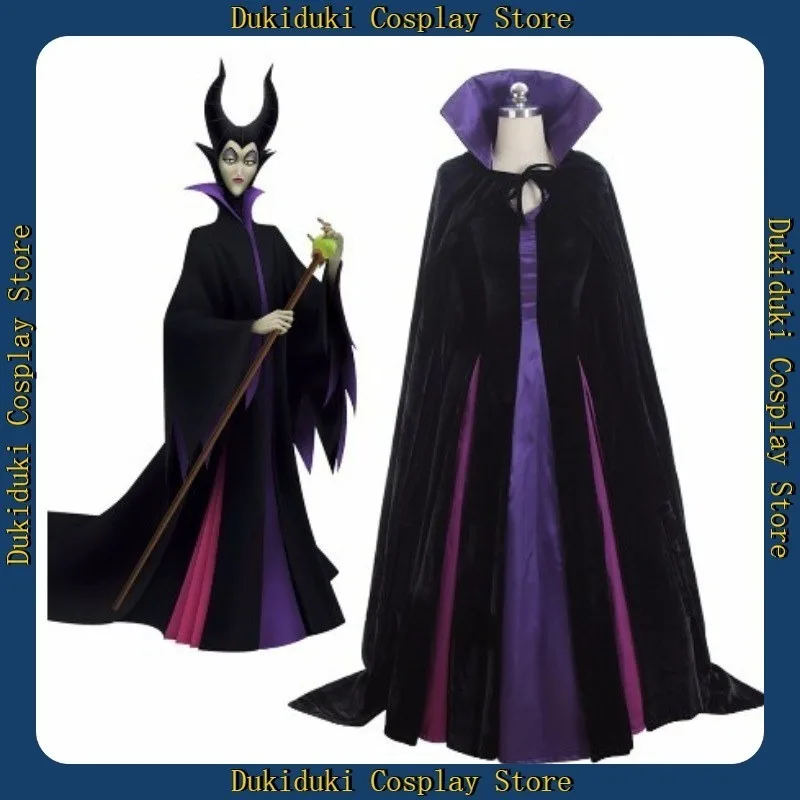 

Малефисента Злая Королева Костюмы для косплея Экипировка для выступлений Хэллоуин Страшная тематическая вечеринка Накидка ведьмы Темная сказка Косплей Костюм