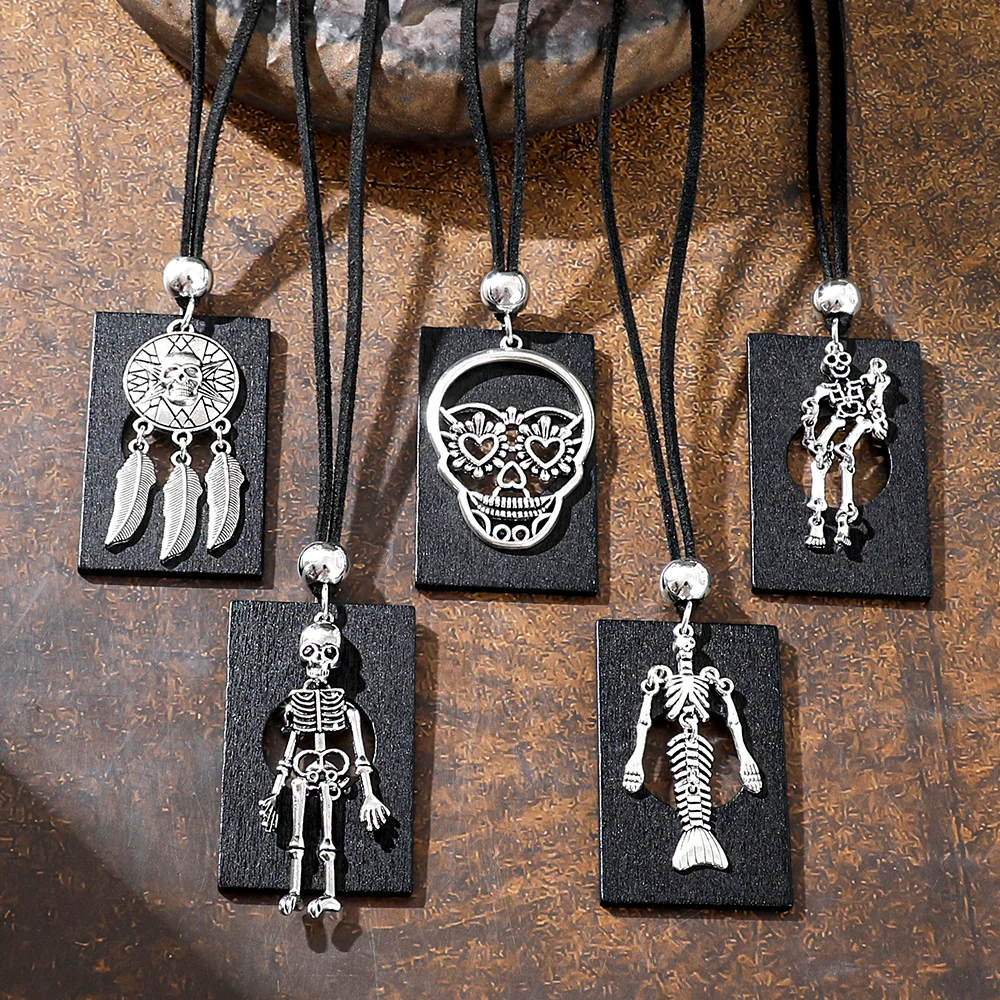 Women'S Fashion Edgy - Halloween Dark Skull Skeleton Pendant &