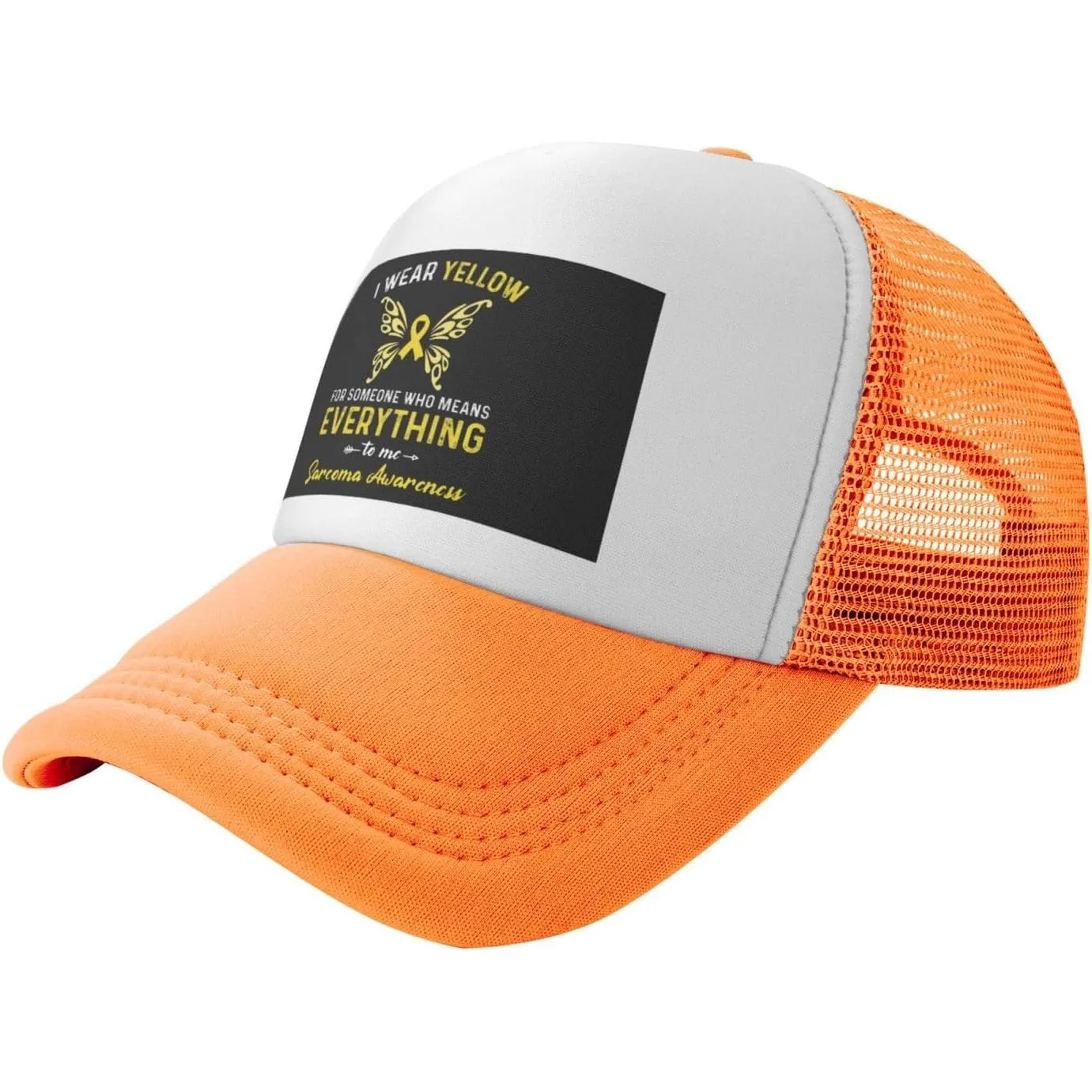 Yellow Ribbon Sarcoma Awareness Trucker Hat Unisex Polyester Mesh Baseball Snapback Cap Casual Outdoor