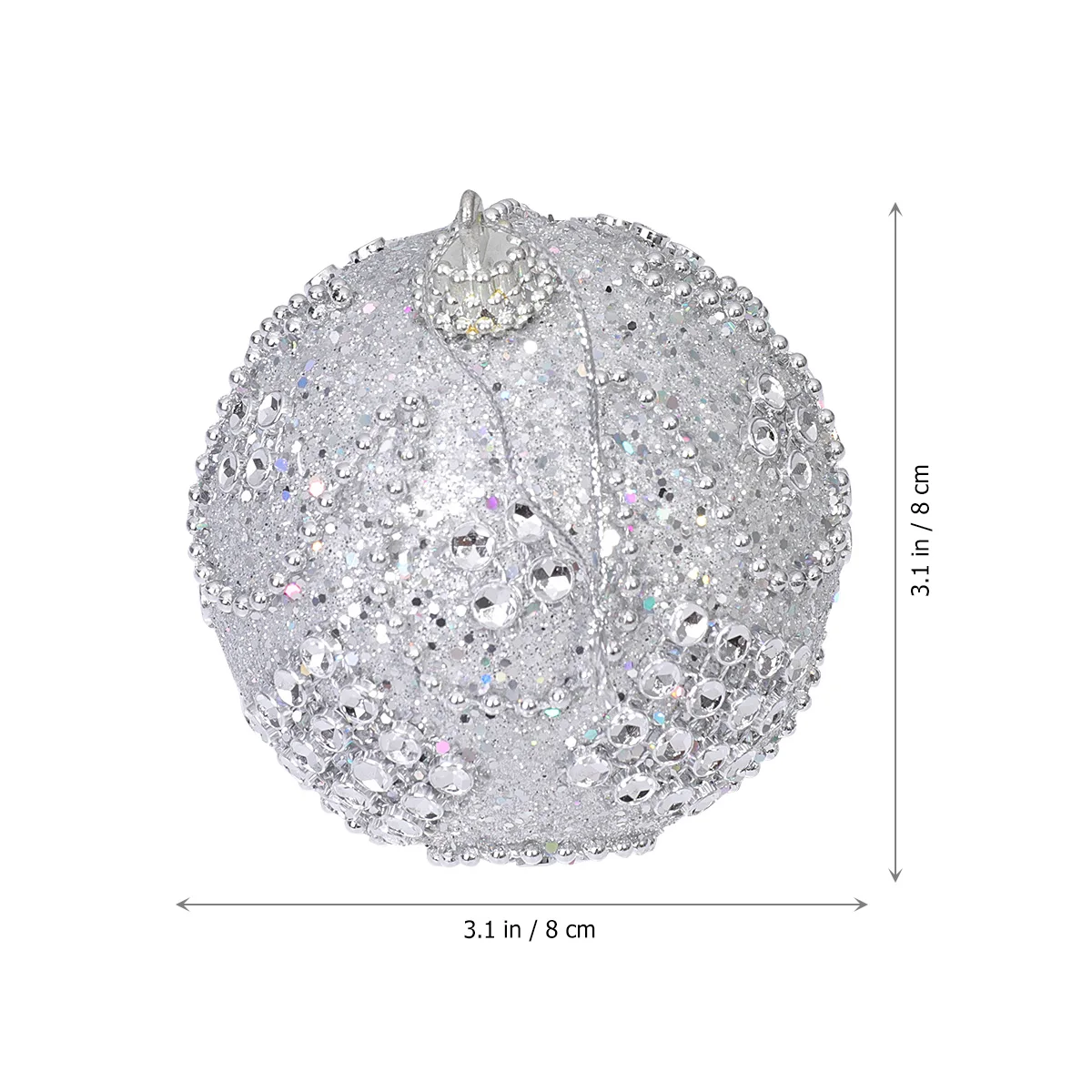 

3 Pcs 8cm Christmas Ball Hanging naments Silver Glitter Crystal Rhinestones Tree Decorations Reusable Party DIY