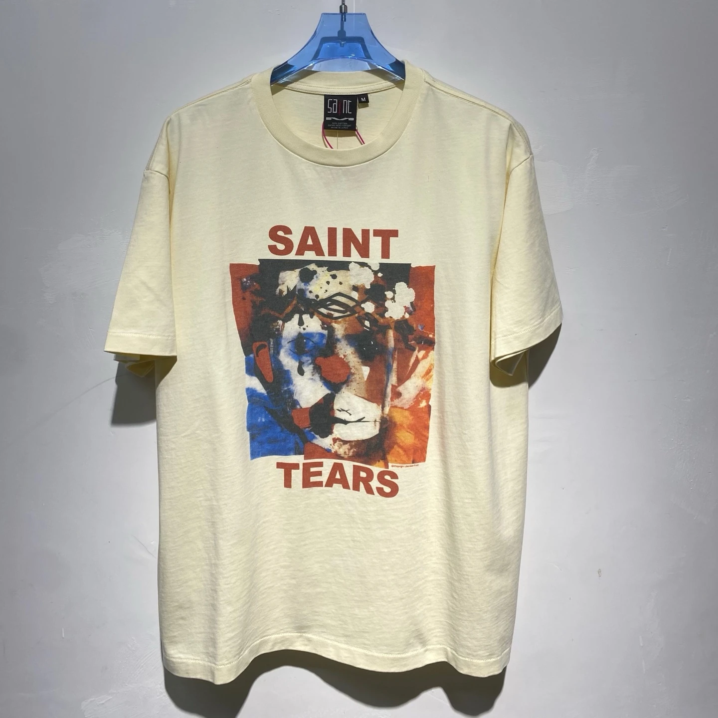 Vintage Saint Colorful printed facial mask pattern T Shirt Men Women Heavy Fabric Tee Tops T-Shirt