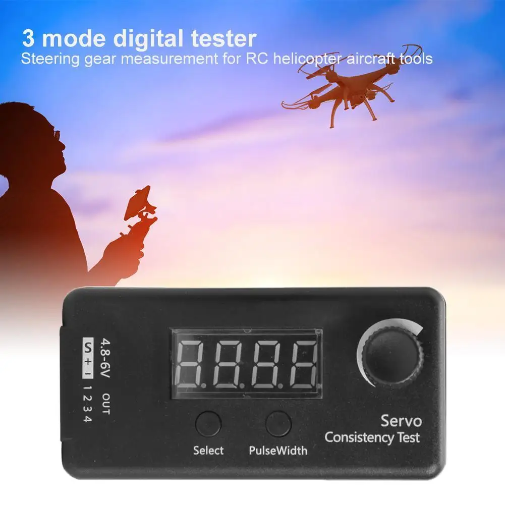 Steering Gear Servo Tester DC 4.8-6V 3 Modes Digital PPM Consistency Accurate Measurement for RC Helicopter Airplane