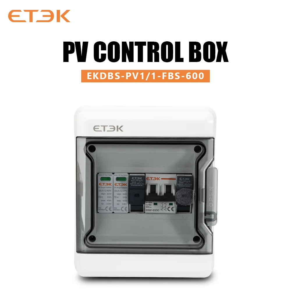 ETEC Solar photovoltaic PV Combiner Box With Lightning Protection 1 in 1 out DC 600V Fuse MCB SPD Waterproof Box IP65 Wholesale