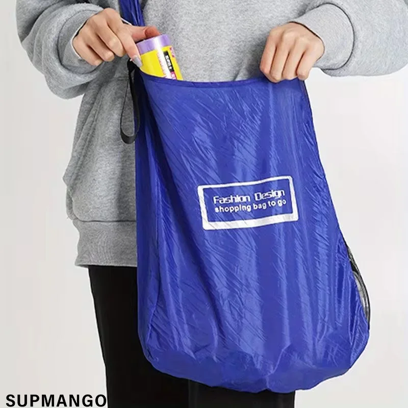 Bolso de compras enrollable, bolsa de viaje plegable con caja de almacenamiento, portátil, almacenamiento de alimentos, 1 unidad